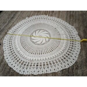 Vintage Large White Handmade crochet doily-boho hippie Farm style‎ Table topper